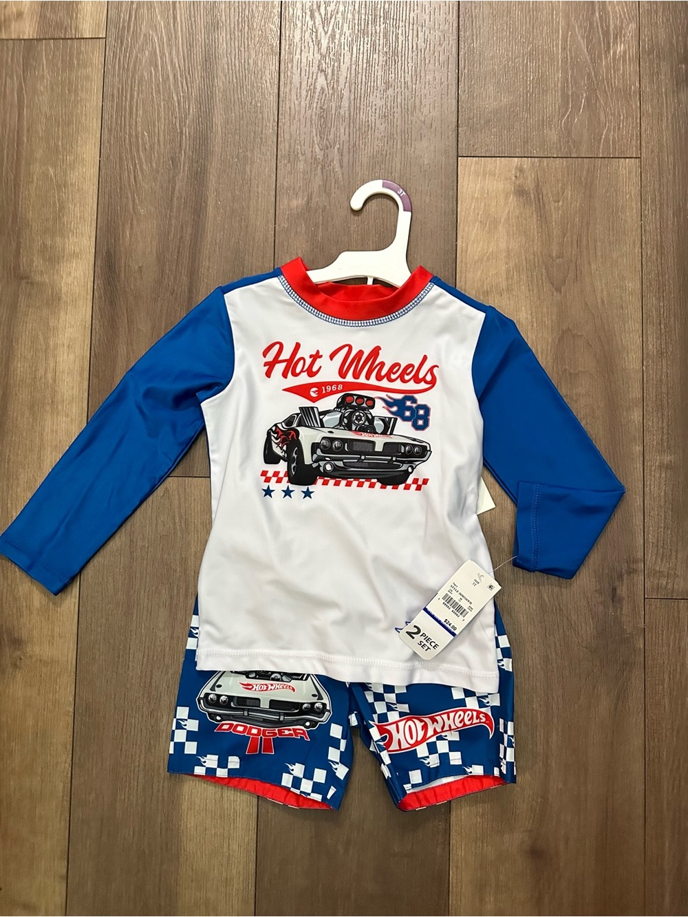 Hot Wheels Kids' Blue & White Long Sleeve Swim Set
